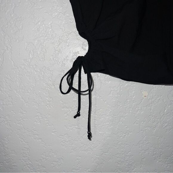 NWT Madewell Black Poplin Puff Sleeve Cutout Crop‎ Top Size XXS - Picture 2 of 7